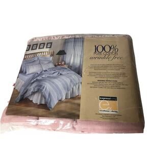 Express Living Pink / White Floral Queen Flat Sheet 90” X‎ 104” NEW 100% Cotton